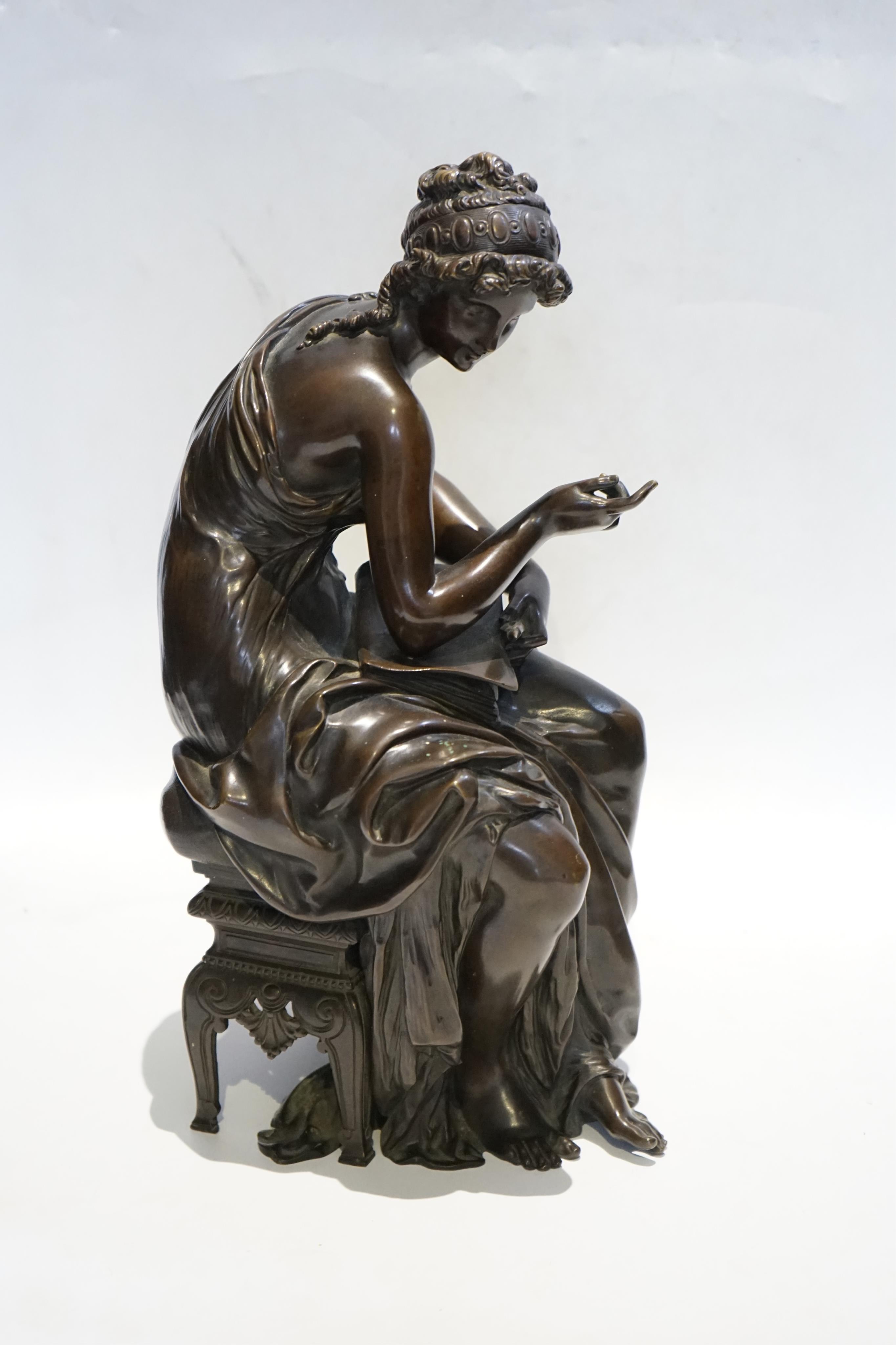 A 19th century French bronze figure of Sappho